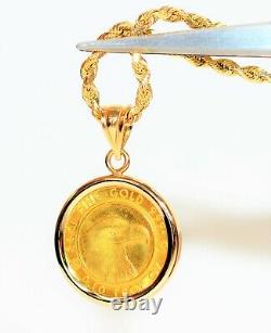 Solid Gold. 10oz Prospector Gold Round 2021 Coin Necklace 14K Gold Pendant Fine