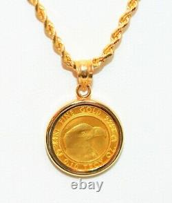 Solid Gold. 10oz Prospector Gold Round 2021 Coin Necklace 14K Gold Pendant Fine