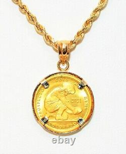 Solid Gold. 10oz Prospector Gold Round 2021 Coin Necklace 14K Gold Pendant Fine