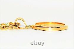 Solid Gold. 10oz Prospector Gold Round 2021 Coin Necklace 14K Gold Pendant Fine