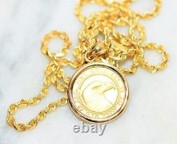 Solid Gold. 10oz Prospector Gold Round 2021 Coin Necklace 14K Gold Pendant Fine