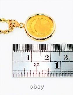 Solid Gold. 10oz Prospector Gold Round 2021 Coin Necklace 14K Gold Pendant Fine