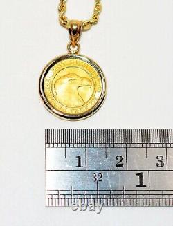 Solid Gold. 10oz Prospector Gold Round 2021 Coin Necklace 14K Gold Pendant Fine