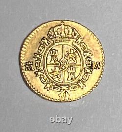 Solid XF 1786 SPAIN 1/2 Escudo, Gold Spanish Extra Fine Coin half PROBLEM-FREE