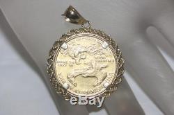 Standing Lady Liberty 10 Dollar 1/4 OZ. 999 Fine Gold Coin Bullion Charm Pendant