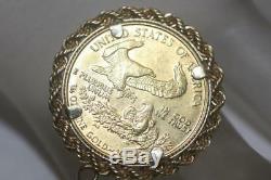 Standing Lady Liberty 10 Dollar 1/4 OZ. 999 Fine Gold Coin Bullion Charm Pendant