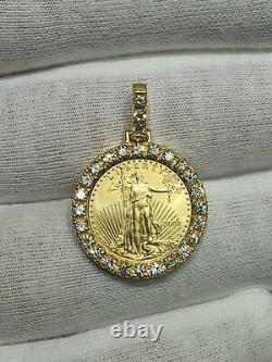 Standing Lady Liberty 5 Dollar 1/10 OZ. 999 Gold Diamond Coin Bullion Necklace