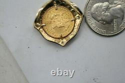 Standing Lady Liberty 5 Dollar 1/10 OZ. 999 Gold Diamond Coin SLIDE PENDANT A27