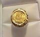 Super Quality Vintage Heavy Solid Gold Coin Ring With 1945 Ten Pesos Fine Gold