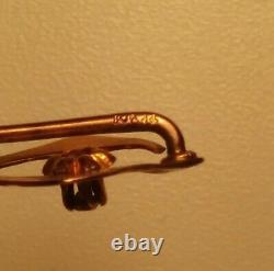 TWO 10K Gold Stick Pins with Gems & Box. Antique charm/coin/bullion/bar/exonumia