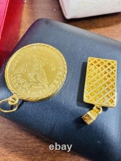 Two (2) Set of Pendant Rectangle & Coin 7.5g 22K 916 Fine Real Saudi Dubai Gold Two (2) Set of Pendant Rectangle & Coin 7.5g 22K 916 Fine Real Saudi Dubai Gold