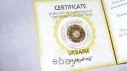 UKRAINE 2006 1/25 Oz Fine Gold Proof Coin Hedgehog Fauna Wildlife WWF Red Book
