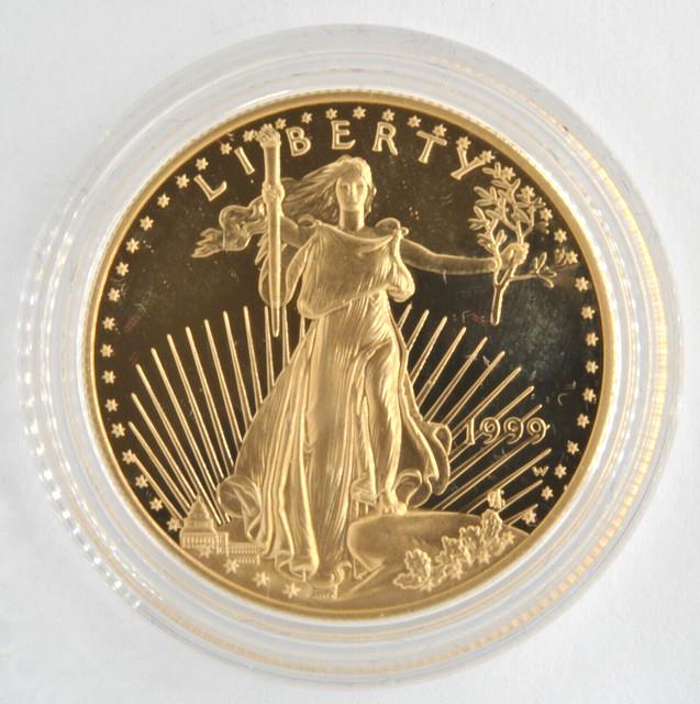 Us 1999 1 Ounce. 917 Fine American Eagle $50 Dollar Proof Finish Gold Coin