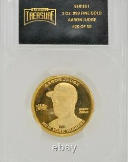 US Baseball Treasure Series I 1OZ Fine Gold. 999 AARON JUDGE #20/50 Yankees Coin