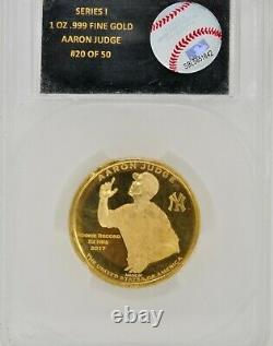 US Baseball Treasure Series I 1OZ Fine Gold. 999 AARON JUDGE #20/50 Yankees Coin