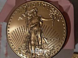USA GOLD EAGLE $50 1-OUNCE GOLD. 999 FINE GOLD COIN! 2014 BU Free Shipping! GOLD