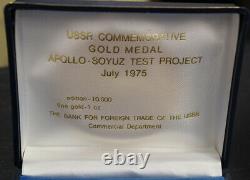 USSR Commemorative 1 Oz Fine Gold Medal Apollo-Soyuz Test Project July 1975