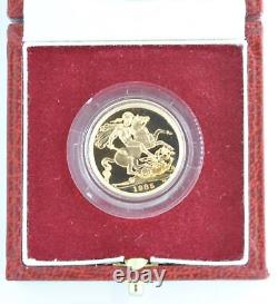 United Kingdom 1985 Proof Finish Sovereign. 917 Fine Gold Coin with Box and COA