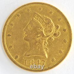 United States 1847-O $10 Liberty Head. 900 Fine Gold Coin Piece New Orleans Mint