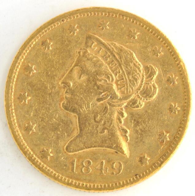 United States 1849 $10 Dollar Liberty Head. 900 Fine Gold Coin Round Piece