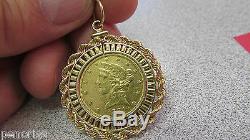 Unusual $5 Gold Coin Pendant with Initials AC on Back 21k & 14k Make Offer