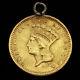 Vtg 1856 Us 21.6k $1 Dollar Gold Coin Liberty Indian Princess Charm For Bracelet