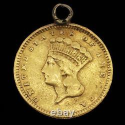 VTG 1856 US 21.6K $1 Dollar Gold Coin Liberty Indian Princess Charm For Bracelet