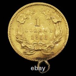 VTG 1856 US 21.6K $1 Dollar Gold Coin Liberty Indian Princess Charm For Bracelet