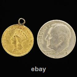 VTG 1856 US 21.6K $1 Dollar Gold Coin Liberty Indian Princess Charm For Bracelet