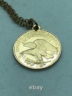 VTG Bicentennial Council of the 13 Original States. 500 Fine Gold Medal & Chain