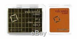 Valcambi Suisse 50x1 Gram Gold CombiBar with Assay Card. 9999 fine