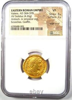 Valens AV Solidus Gold Roman Coin 364-378 AD Certified NGC VF (Very Fine)