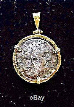 Very Fine Ancient Ptolemy Tetradrachm/coin-Silver/14K gold Pendant-Greek/Egypt