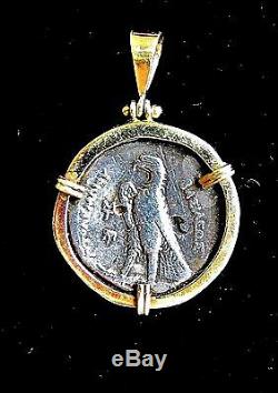 Very Fine Ancient Ptolemy Tetradrachm/coin-Silver/14K gold Pendant-Greek/Egypt