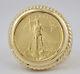 Vintage 1/10 Oz. 999 Pure Gold & 14k Mini Walking Liberty Coin Ring 9.2 Grams