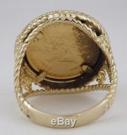 Vintage 1/10 OZ. 999 Pure Gold & 14K Mini Walking Liberty Coin Ring 9.2 Grams