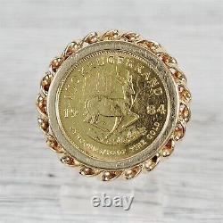 Vintage 1/10 ozt Krugerrand Gold Coin 14K Yellow Gold Ring 7.5 Luxury Design