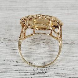 Vintage 1/10 ozt Krugerrand Gold Coin 14K Yellow Gold Ring 7.5 Luxury Design