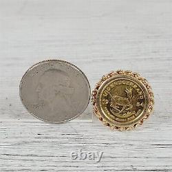 Vintage 1/10 ozt Krugerrand Gold Coin 14K Yellow Gold Ring 7.5 Luxury Design