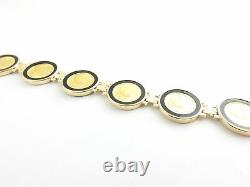 Vintage 14 Karat Yellow Gold and Onyx Panda Coin Bracelet #6182