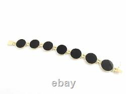 Vintage 14 Karat Yellow Gold and Onyx Panda Coin Bracelet #6182