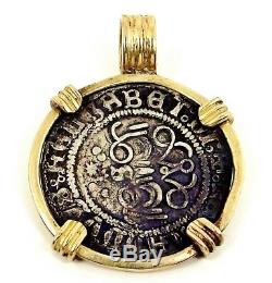 Vintage 14K YELLOW GOLD Bezel Ancient Coin Arrows Necklace Pendant