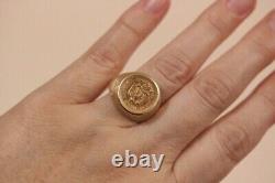 Vintage 14K Yellow Gold Finish Coin Engagement Ring 1945 Mexican Gold Coin Vintage 14K Yellow Gold Finish Coin Engagement Ring 1945 Mexican Gold Coin