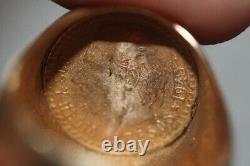 Vintage 14K Yellow Gold Finish Coin Engagement Ring 1945 Mexican Gold Coin Vintage 14K Yellow Gold Finish Coin Engagement Ring 1945 Mexican Gold Coin