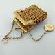 Vintage 14k Yellow Gold Mesh Coin Purse With Lucky Penny Pendant Charm Opens