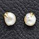 Vintage 14k Yellow Gold White Baroque Coin Pearl Stud Earrings 1.8 Grams