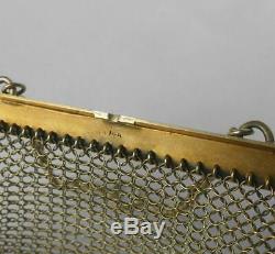 Vintage 14k Gold Art Deco Chatelaine Mesh Mini Coin Purse Tourmaline Clasp 44.4g