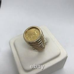 Vintage 14k yellow gold coin Liberty 1987 bezel ring 9.75 10 14g eagle large