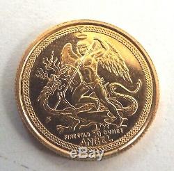 Vintage 16mm Fine GOLD 1/10 Ounce Angel Design ISLE OF MAN Coin Dated 1987 L18