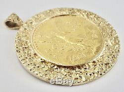 Vintage 1947 Mexican 50 Pesos Gold Coin Pendant 14K Yellow Gold Nugget Holder